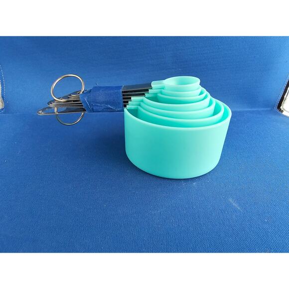 Set Of 7 Turquoise Nesting Measuring Cups & Spoons - Picture 4 of 5